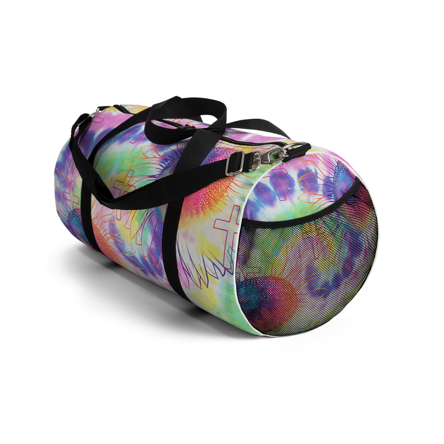 Vibrant Floral Cross Duffel Bag, faith inspired Gym Bag, Weekend faith based Travel Bag, cross themed Sports Bag, Tote for Fitness Enthusiasts, Christian Gifts