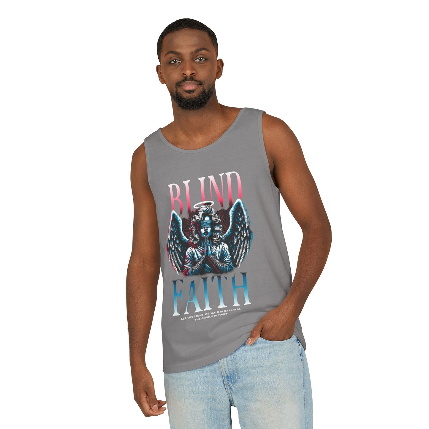 Stylish Unisex Graphic Tank Top - trendy Summer Attire, Casual Wear for everyday, Music Festivals, Gift Idea, Angel Theme