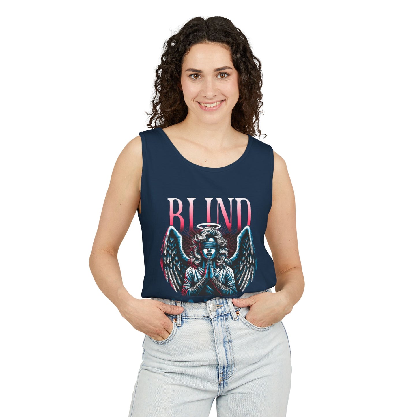 Stylish Unisex Graphic Tank Top - trendy Summer Attire, Casual Wear for everyday, Music Festivals, Gift Idea, Angel Theme