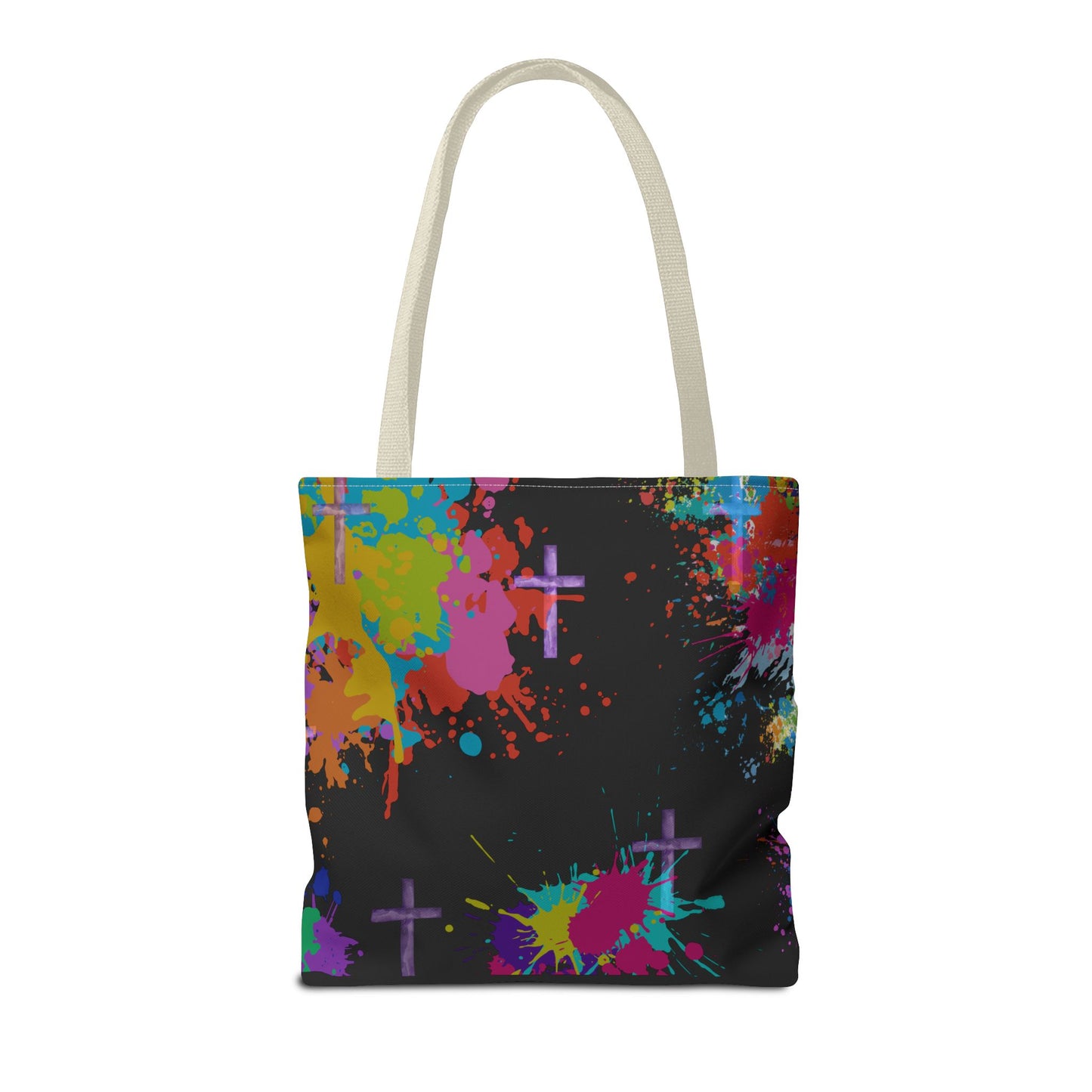 Colorful Splash Cross Tote Bag, Canvas Shopping Bag, Trendy Beach Bag, Festival Tote, Gift for Creative Souls