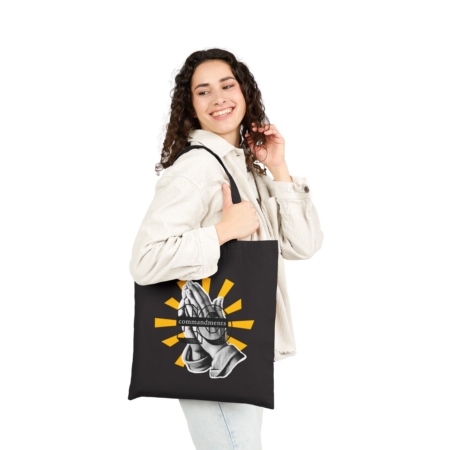 Praying Hands Canvas Tote Bag, Faith-Based Tote, Religious Gift, Spiritual Bag, Eco-Friendly Shopping Tote, Inspirational Gift