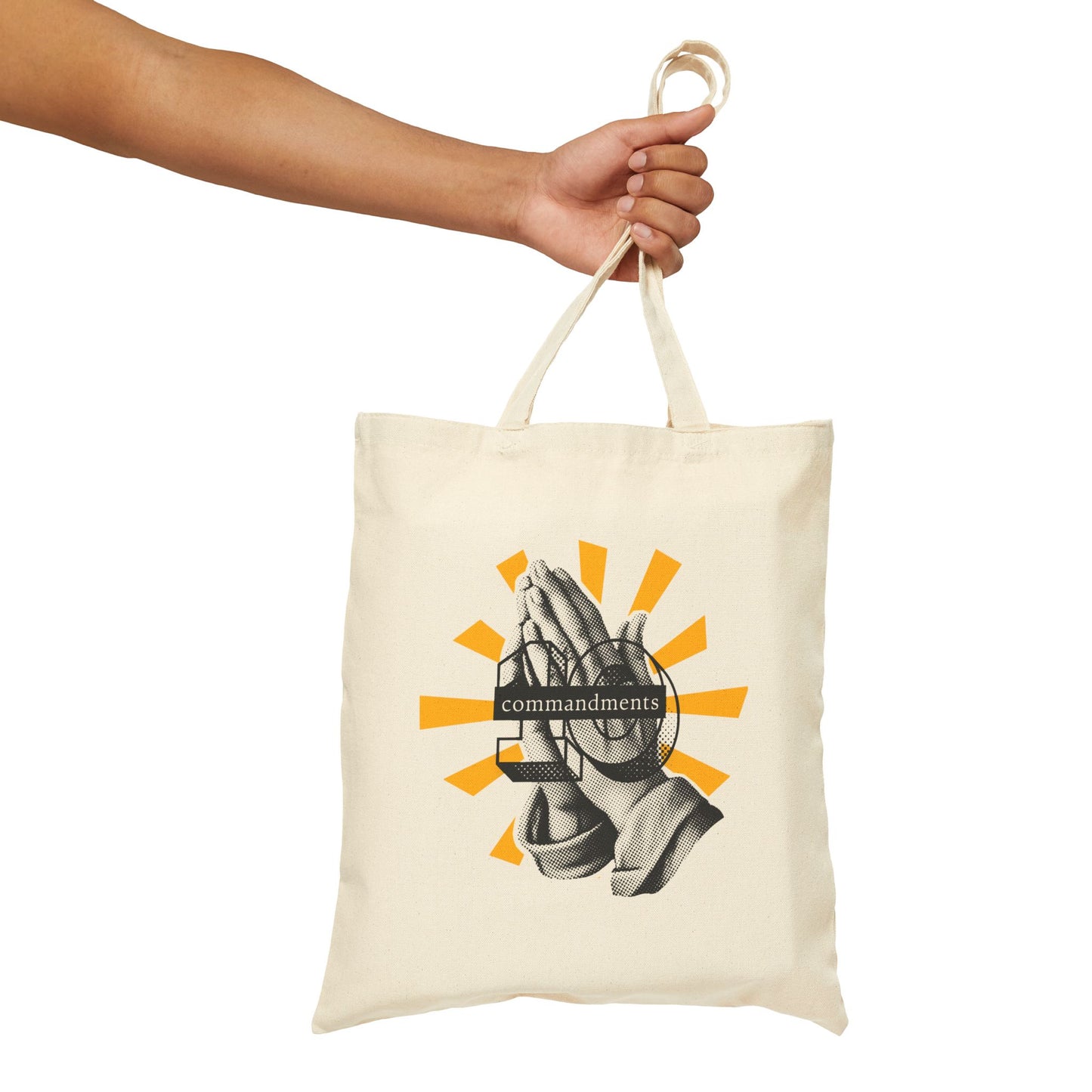 Praying Hands Canvas Tote Bag, Faith-Based Tote, Religious Gift, Spiritual Bag, Eco-Friendly Shopping Tote, Inspirational Gift