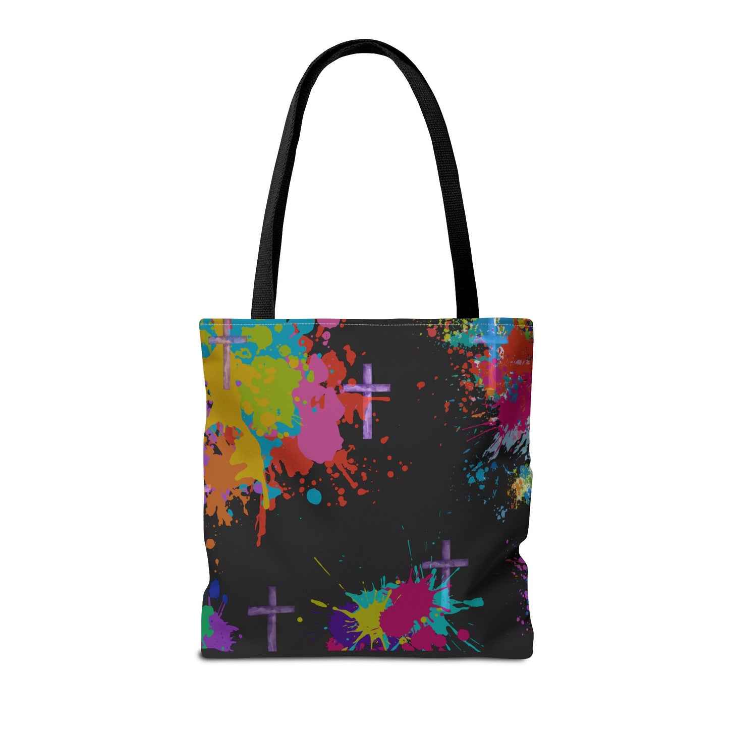 Colorful Splash Cross Tote Bag, Canvas Shopping Bag, Trendy Beach Bag, Festival Tote, Gift for Creative Souls