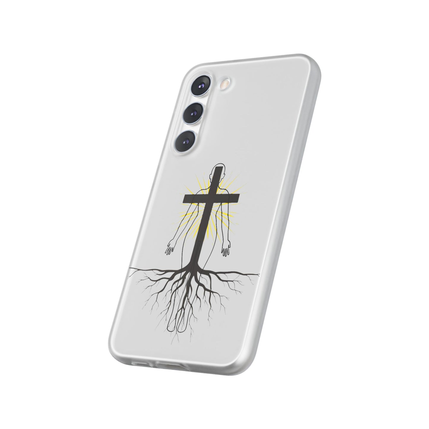 Spiritual healing Flexi Case, Motivational Phone Cover, Inspirational Gift idea, Cross Design Cell Phone Case, Unique Tech Accessory
