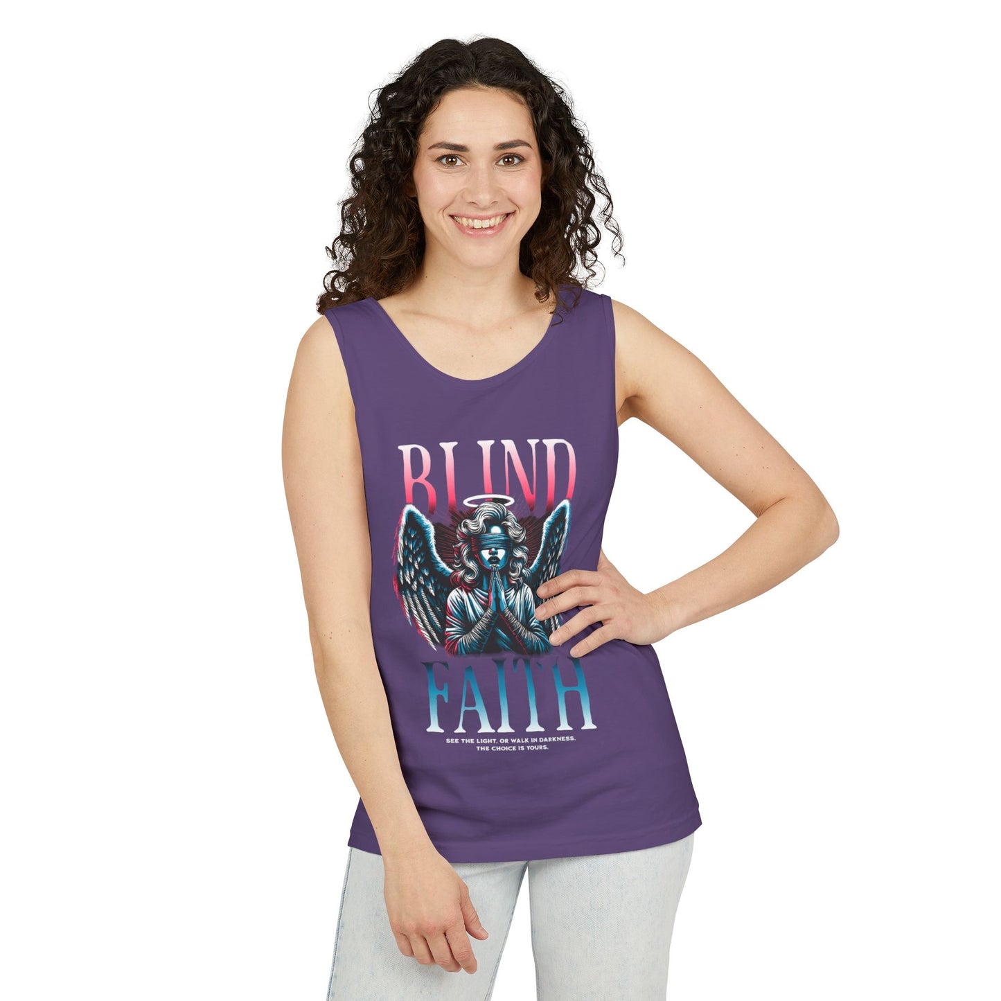 Stylish Unisex Graphic Tank Top - trendy Summer Attire, Casual Wear for everyday, Music Festivals, Gift Idea, Angel Theme