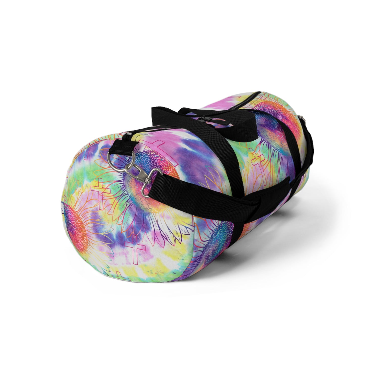Vibrant Floral Cross Duffel Bag, faith inspired Gym Bag, Weekend faith based Travel Bag, cross themed Sports Bag, Tote for Fitness Enthusiasts, Christian Gifts
