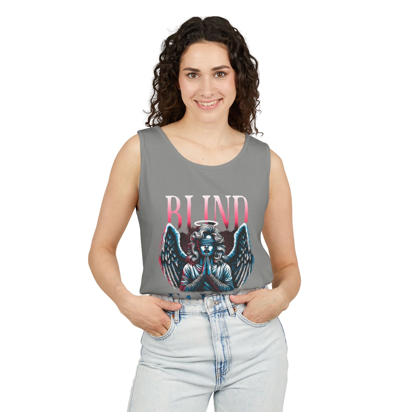 Stylish Unisex Graphic Tank Top - trendy Summer Attire, Casual Wear for everyday, Music Festivals, Gift Idea, Angel Theme