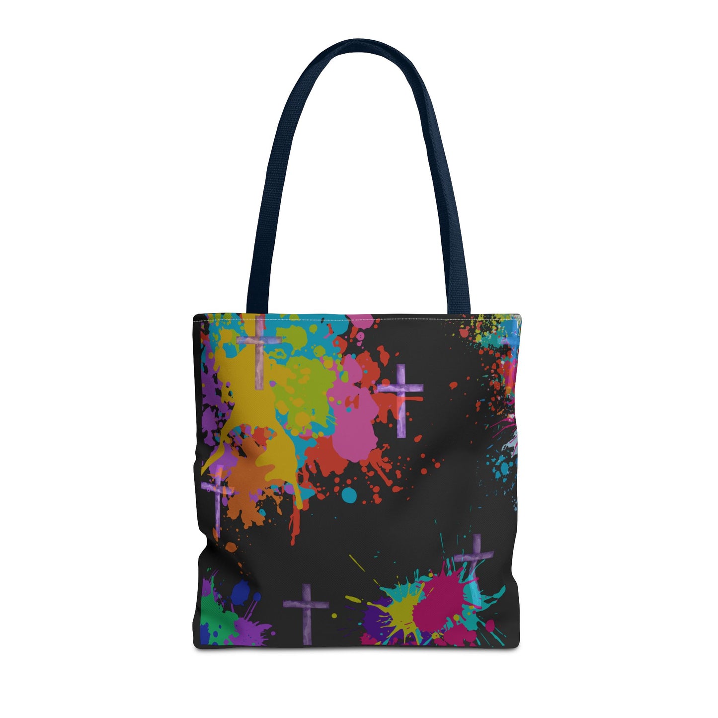 Colorful Splash Cross Tote Bag, Canvas Shopping Bag, Trendy Beach Bag, Festival Tote, Gift for Creative Souls