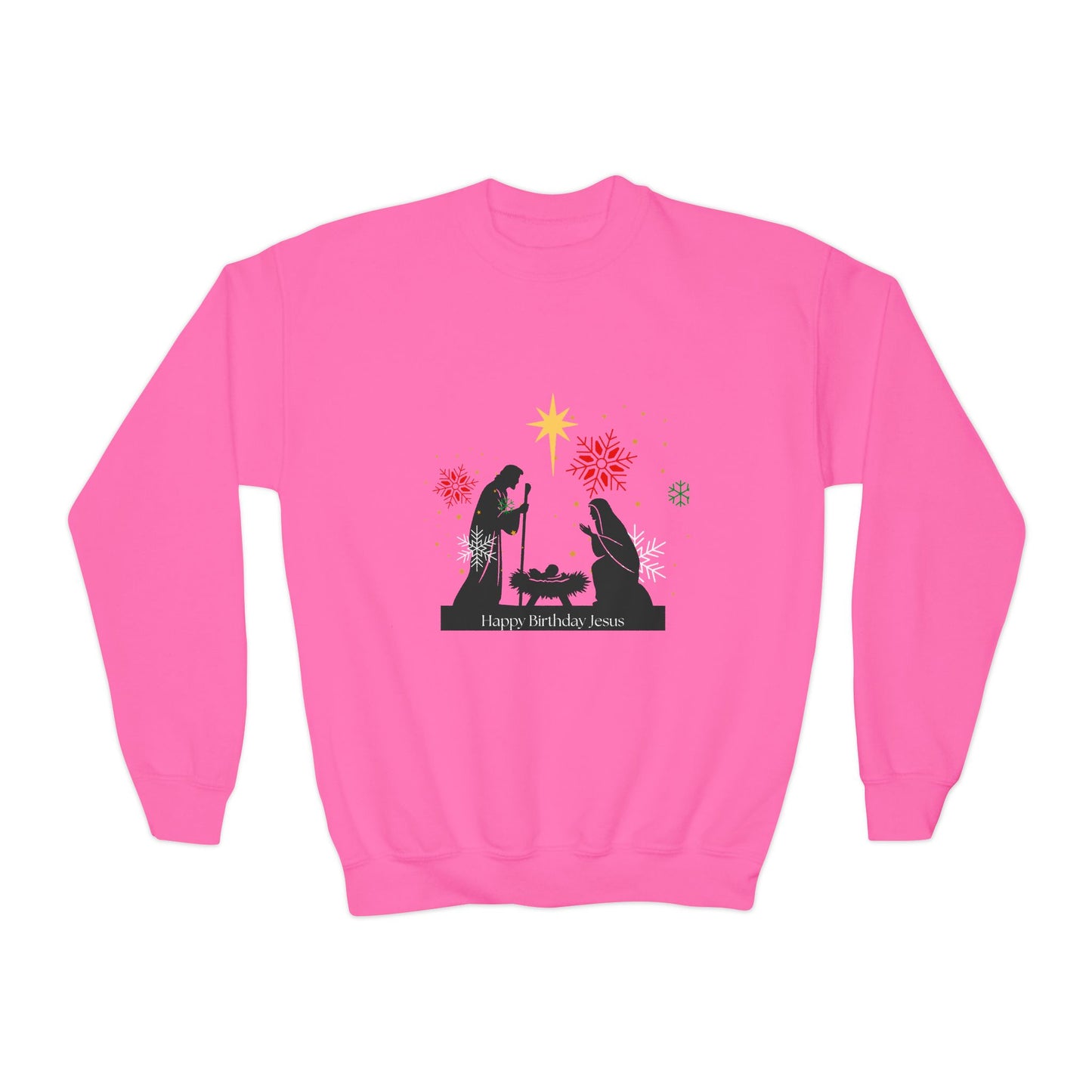 Christmas Youth Sweatshirt, faith inspired Holiday Gift, Nativity Scene Crewneck for youth, kids Winter Apparel, Kids Christmas Sweater, Religious Youth crewneck