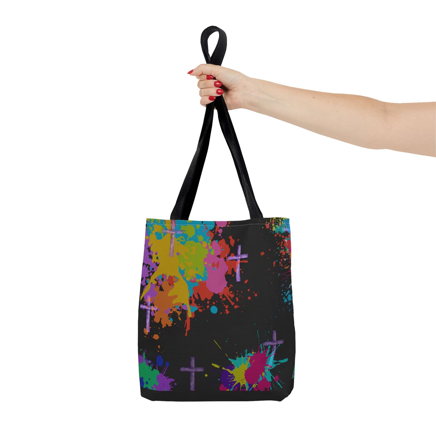 Colorful Splash Cross Tote Bag, Canvas Shopping Bag, Trendy Beach Bag, Festival Tote, Gift for Creative Souls