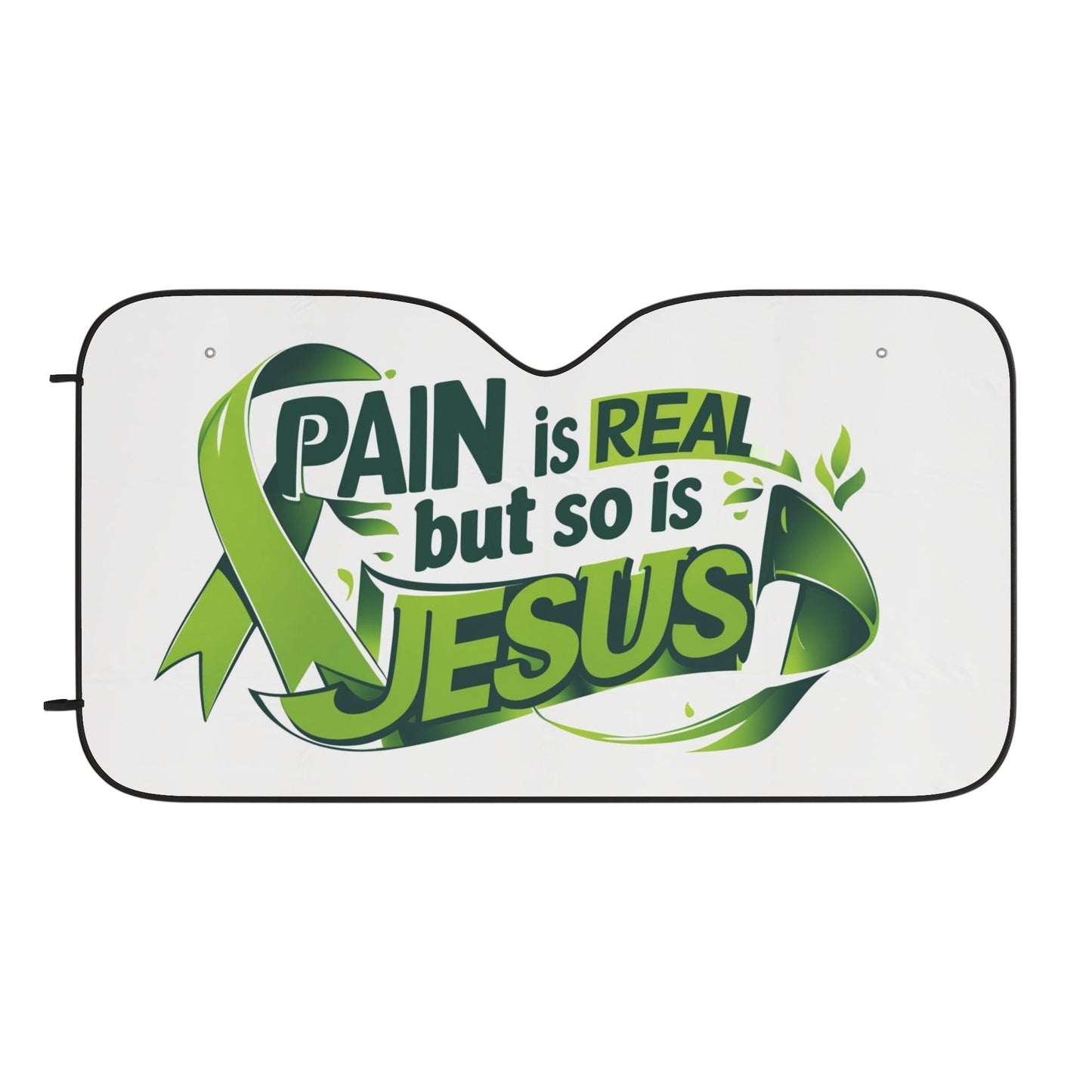 Pain is Real Car Sun Shades, Auto Sunshade for Windshield, Jesus Sun Protector, Inspirational Car Accessory, Gift for Believers