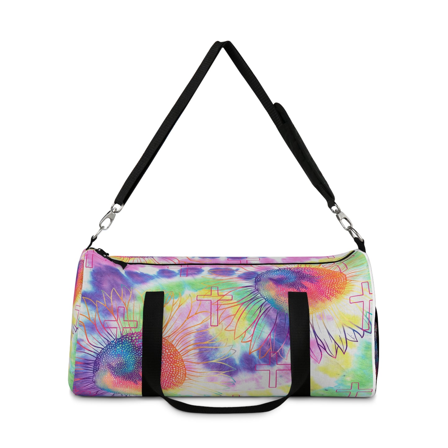 Vibrant Floral Cross Duffel Bag, faith inspired Gym Bag, Weekend faith based Travel Bag, cross themed Sports Bag, Tote for Fitness Enthusiasts, Christian Gifts