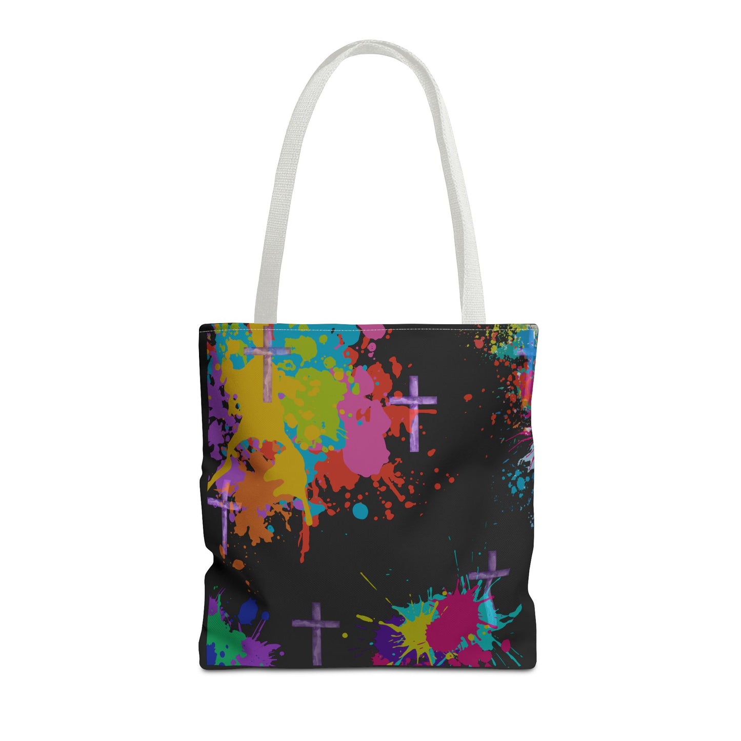Colorful Splash Cross Tote Bag, Canvas Shopping Bag, Trendy Beach Bag, Festival Tote, Gift for Creative Souls