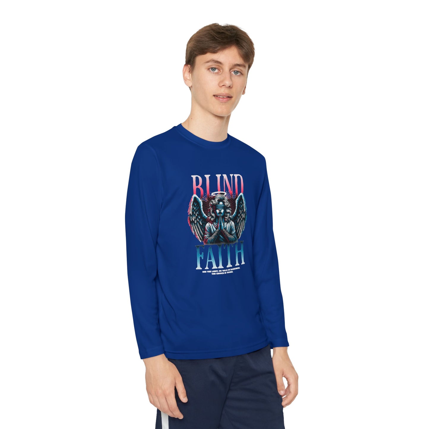 Youth Long Sleeve Tee - Blind Faith Graphic, Stylish Kids Shirt, Birthday Gift, Casual Wear, Trendy Youth Apparel, Unique Design Shirt