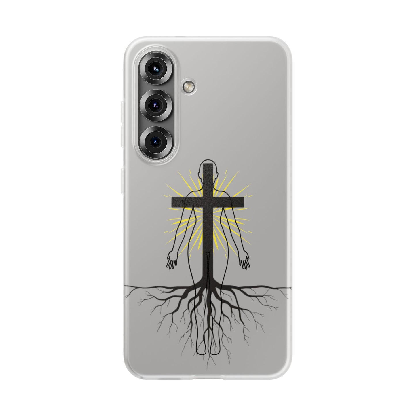Spiritual healing Flexi Case, Motivational Phone Cover, Inspirational Gift idea, Cross Design Cell Phone Case, Unique Tech Accessory