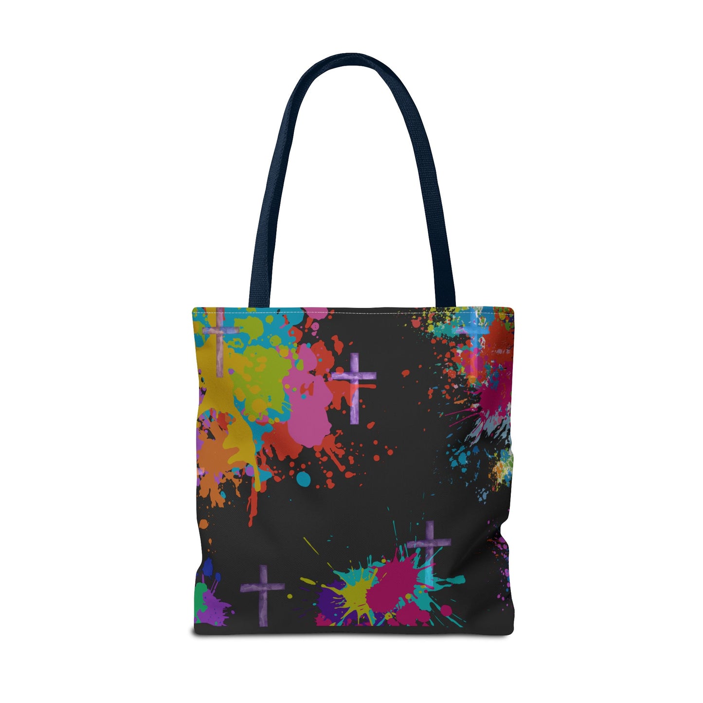 Colorful Splash Cross Tote Bag, Canvas Shopping Bag, Trendy Beach Bag, Festival Tote, Gift for Creative Souls