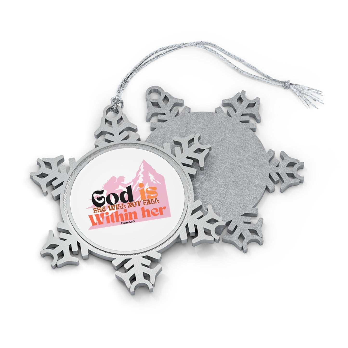 Pewter Snowflake Ornament with Inspirational Quote, Keepsake Holiday Decor, Christmas Tree Decoration, Spiritual holiday decor, Winter Ornament