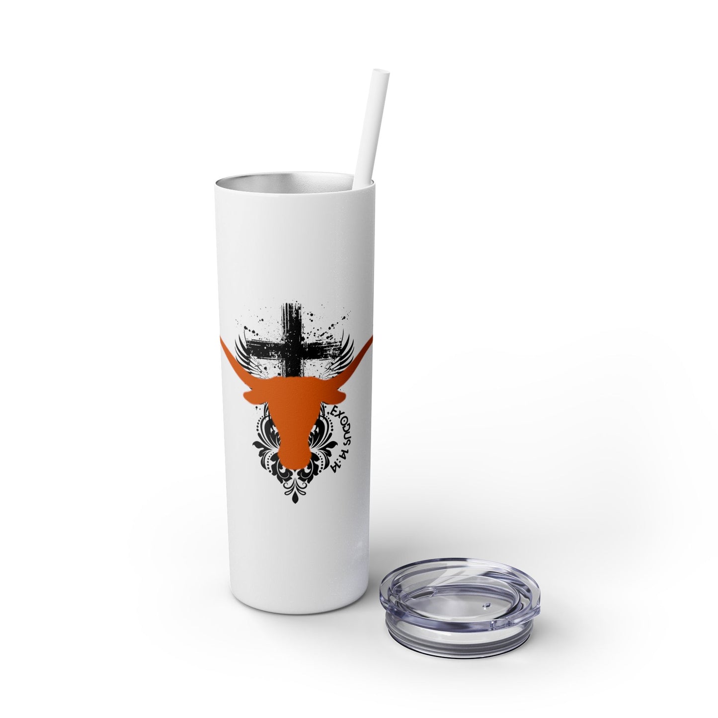 Faith inspired Texas State University at Austin Longhorn themed Skinny Tumbler| university Style Travel Mug | Personalized Gift for university students|