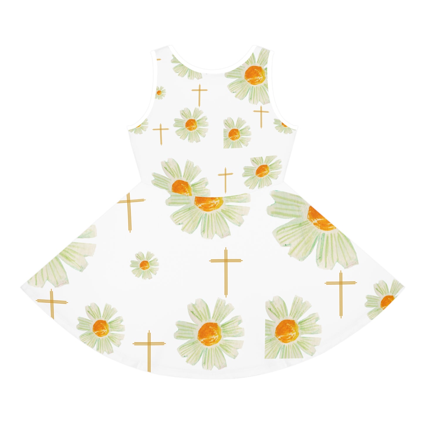 Girls' Floral Cross Sundress, Spring/Summer Dress, Religious Outfit, Garden Party Dress, Flower Girl Dress, Easter Dress