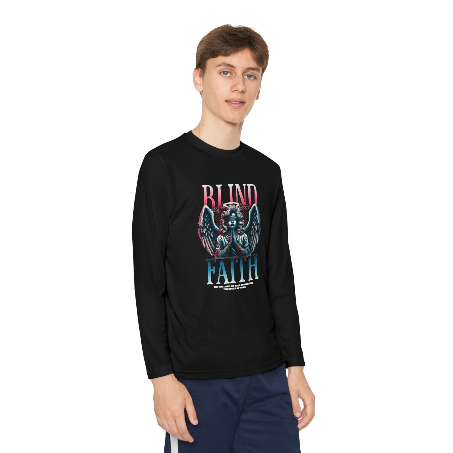 Youth Long Sleeve Tee - Blind Faith Graphic, Stylish Kids Shirt, Birthday Gift, Casual Wear, Trendy Youth Apparel, Unique Design Shirt