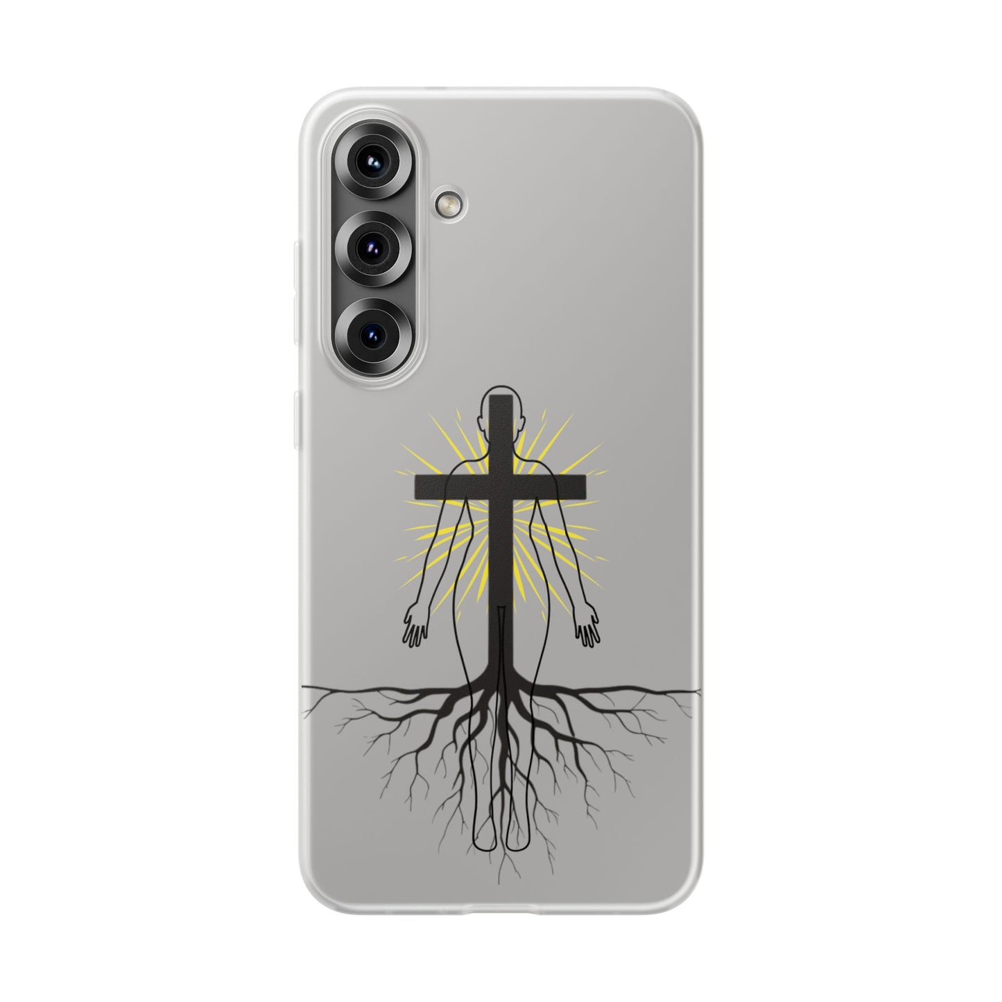 Spiritual healing Flexi Case, Motivational Phone Cover, Inspirational Gift idea, Cross Design Cell Phone Case, Unique Tech Accessory