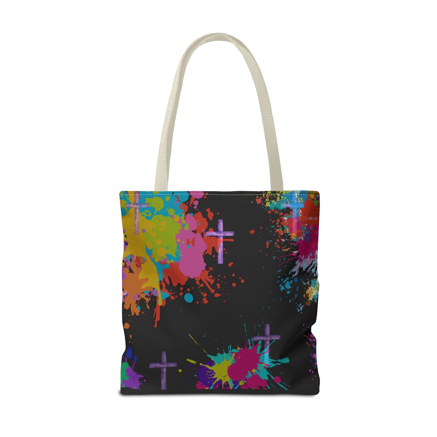 Colorful Splash Cross Tote Bag, Canvas Shopping Bag, Trendy Beach Bag, Festival Tote, Gift for Creative Souls