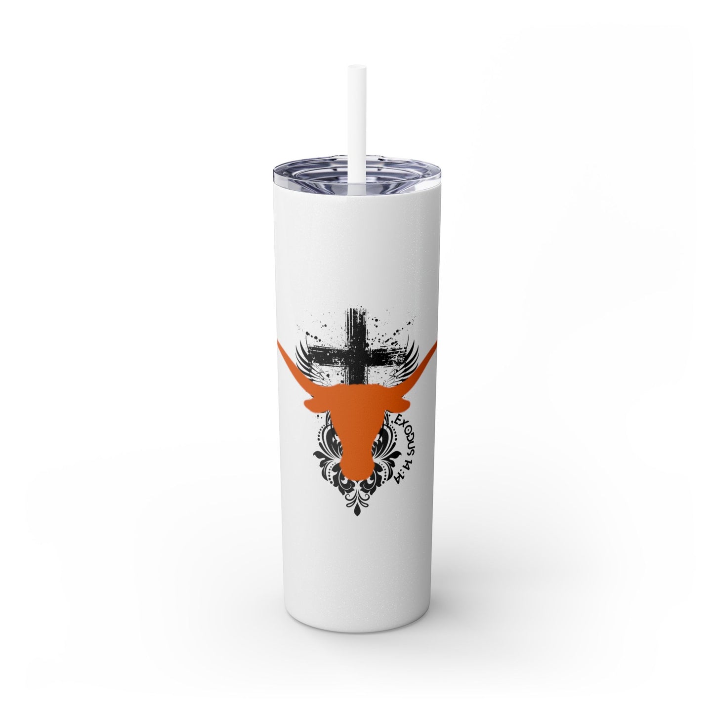 Faith inspired Texas State University at Austin Longhorn themed Skinny Tumbler| university Style Travel Mug | Personalized Gift for university students|