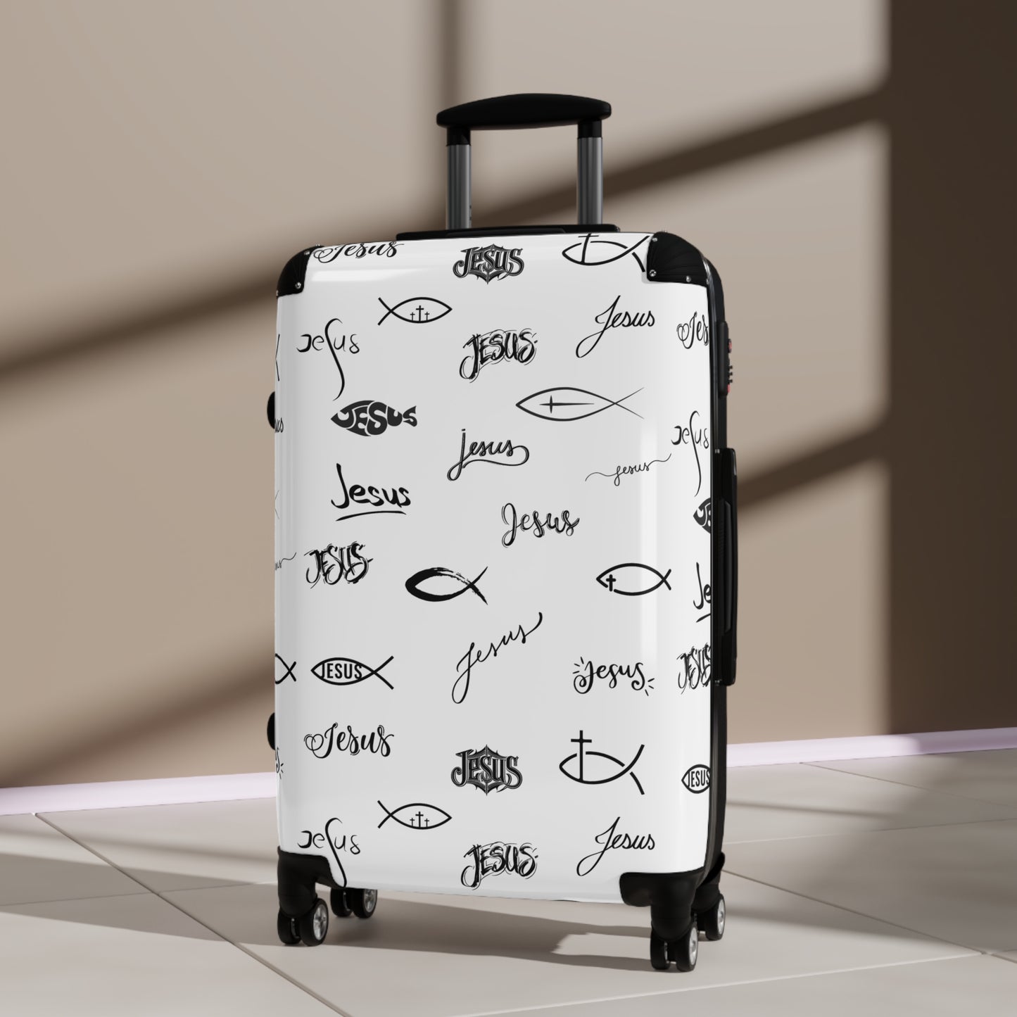 Stylish Travel Suitcase with Jesus Design, Christian Luggage, Faith-Inspired Carry-On, Religious Travel Gear, Perfect Gift for travelers who love jesus