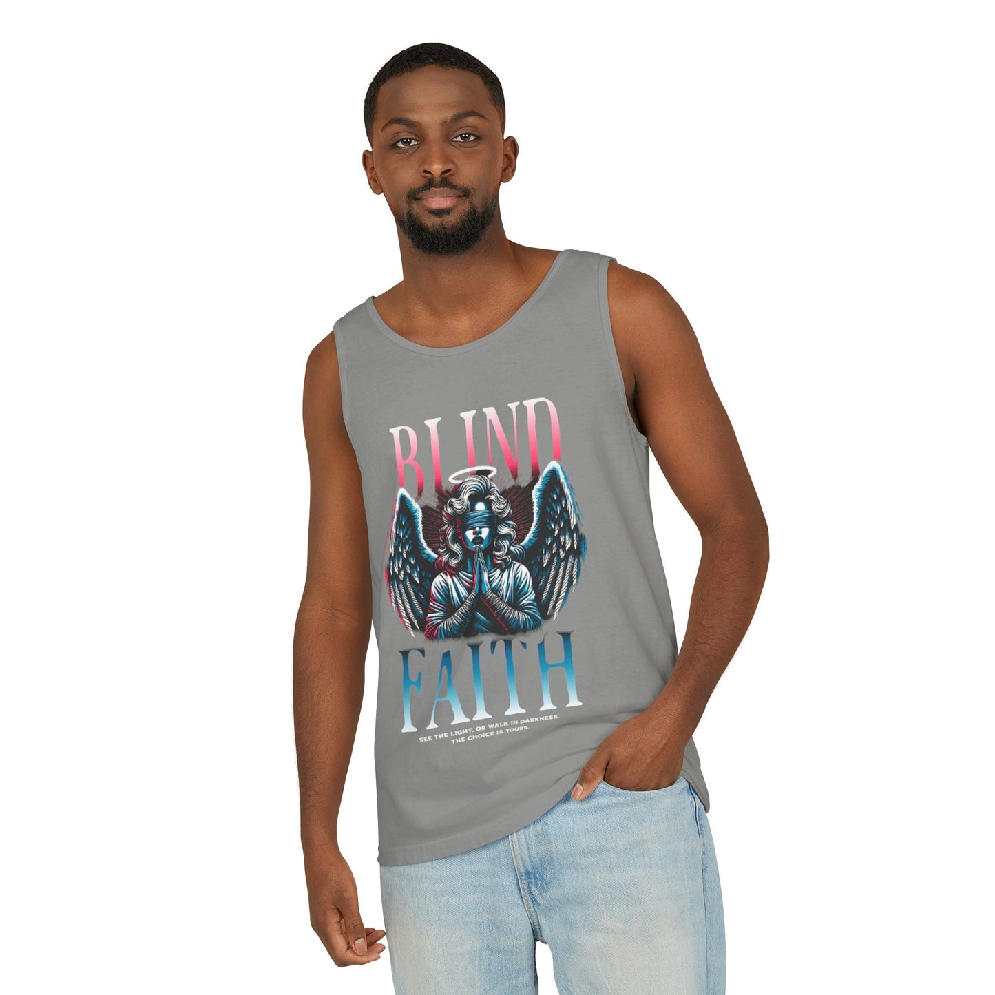 Stylish Unisex Graphic Tank Top - trendy Summer Attire, Casual Wear for everyday, Music Festivals, Gift Idea, Angel Theme
