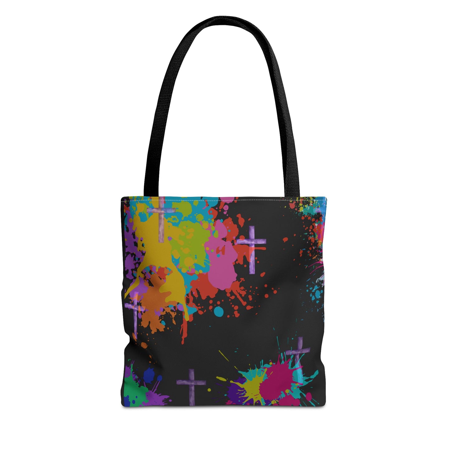 Colorful Splash Cross Tote Bag, Canvas Shopping Bag, Trendy Beach Bag, Festival Tote, Gift for Creative Souls