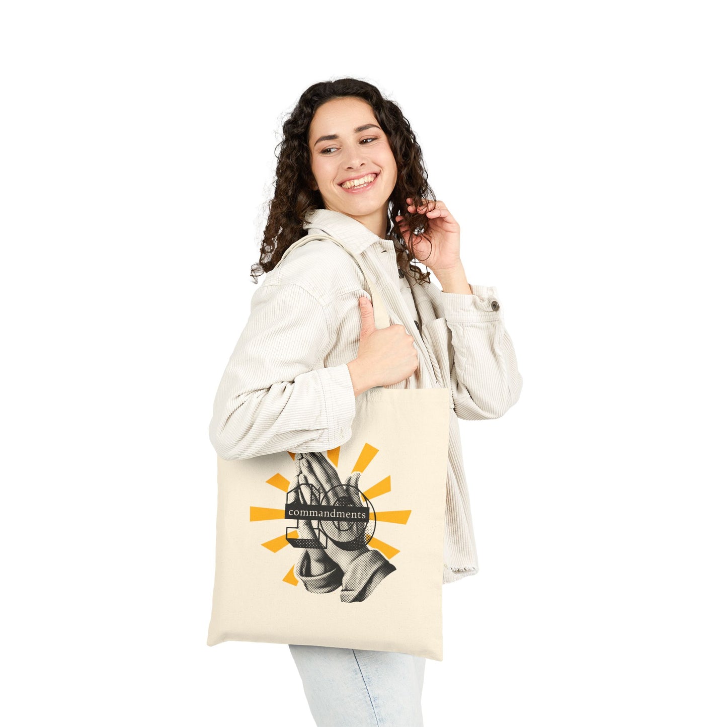 Praying Hands Canvas Tote Bag, Faith-Based Tote, Religious Gift, Spiritual Bag, Eco-Friendly Shopping Tote, Inspirational Gift