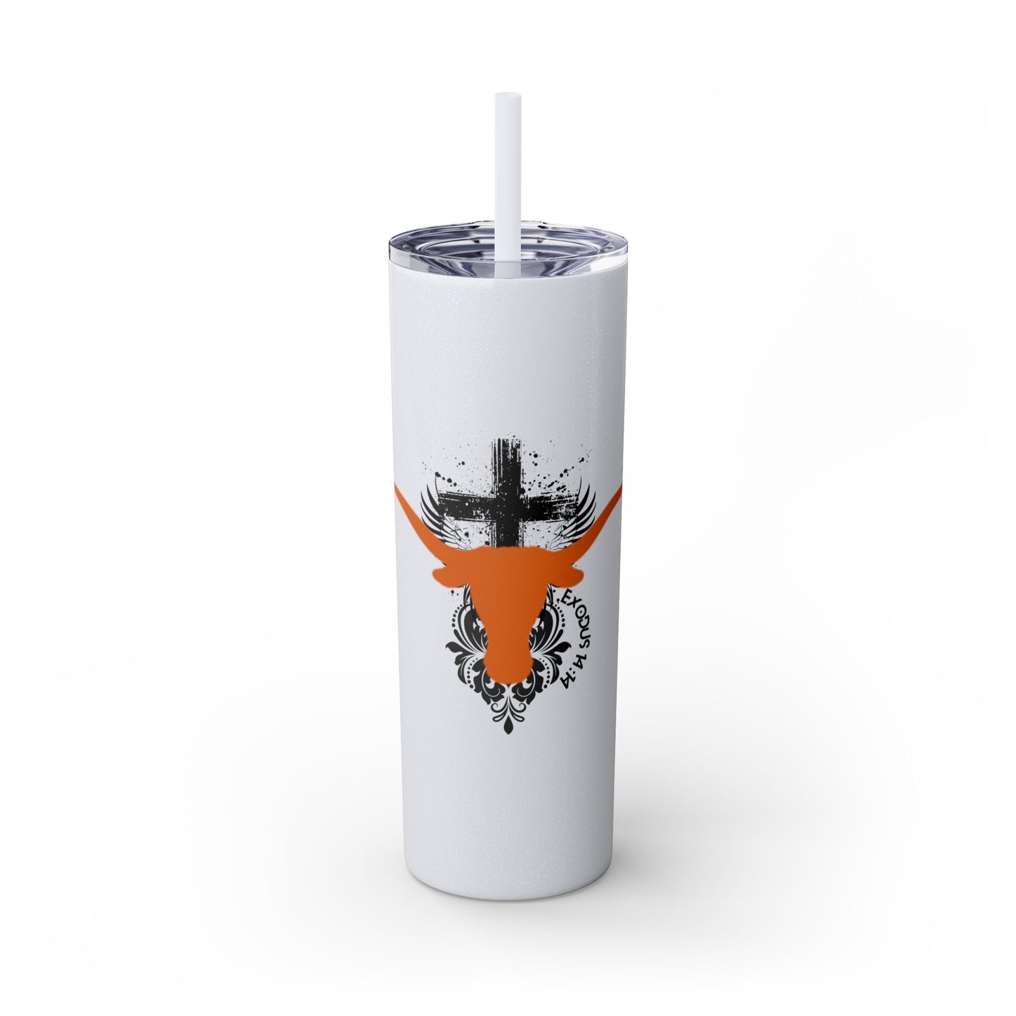 Faith inspired Texas State University at Austin Longhorn themed Skinny Tumbler| university Style Travel Mug | Personalized Gift for university students|