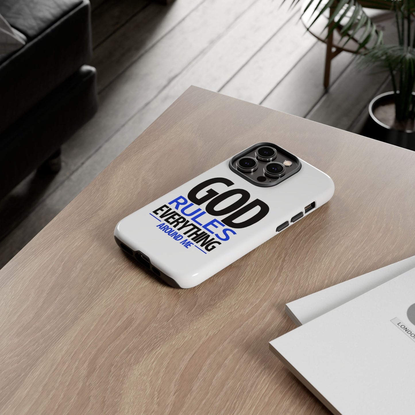 God Rules Tough Phone Case, trending phone cases, Religious Gift, spiritually themed Accessory, Inspirational Phone Case, Faith-Based phone Case