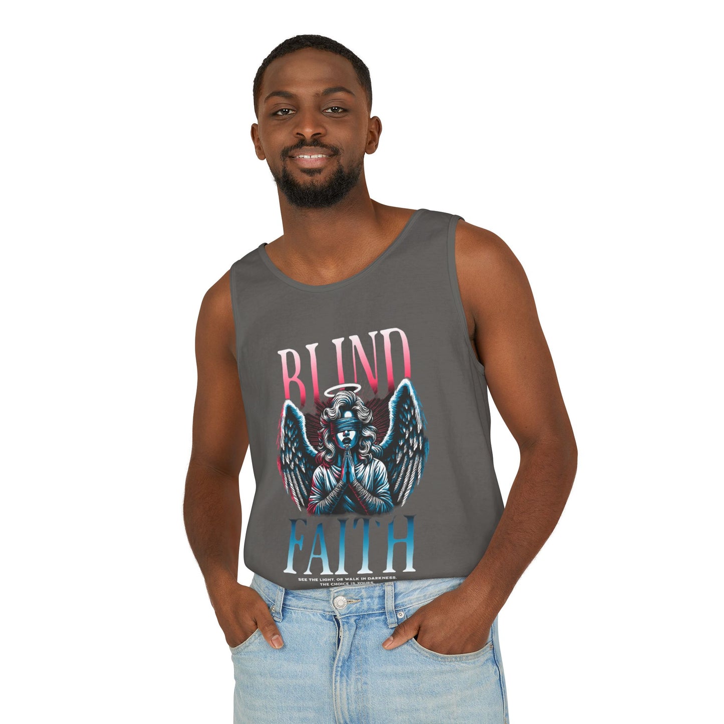 Stylish Unisex Graphic Tank Top - trendy Summer Attire, Casual Wear for everyday, Music Festivals, Gift Idea, Angel Theme