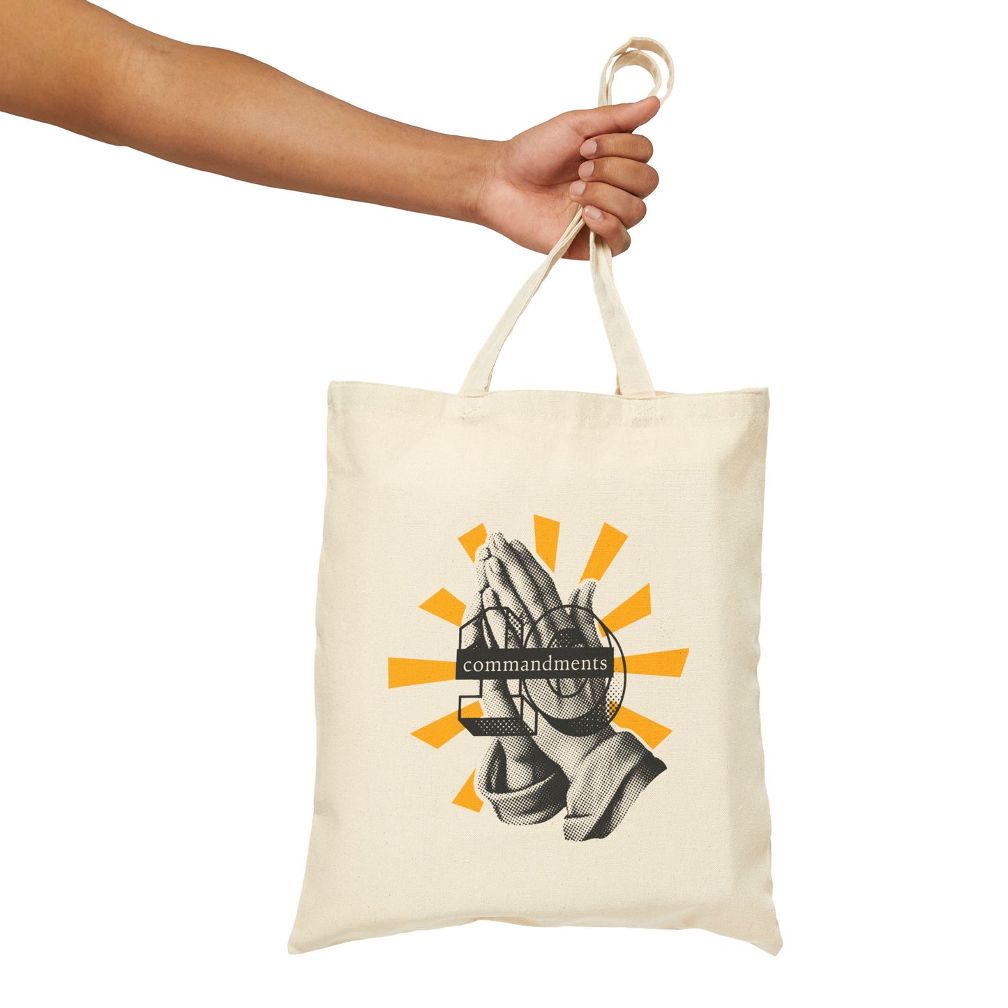 Praying Hands Canvas Tote Bag, Faith-Based Tote, Religious Gift, Spiritual Bag, Eco-Friendly Shopping Tote, Inspirational Gift