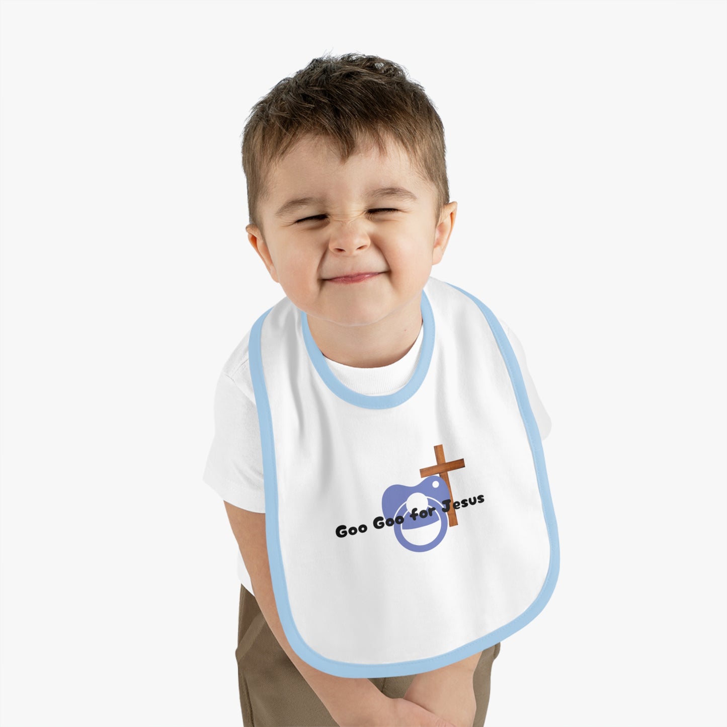 Cute faith inspired Baby Bib, Goo Goo for Jesus Baby Bib, Religious Baby Gift, Infant Eating Bib, Baby Shower Gift, Christian Parenting Essential