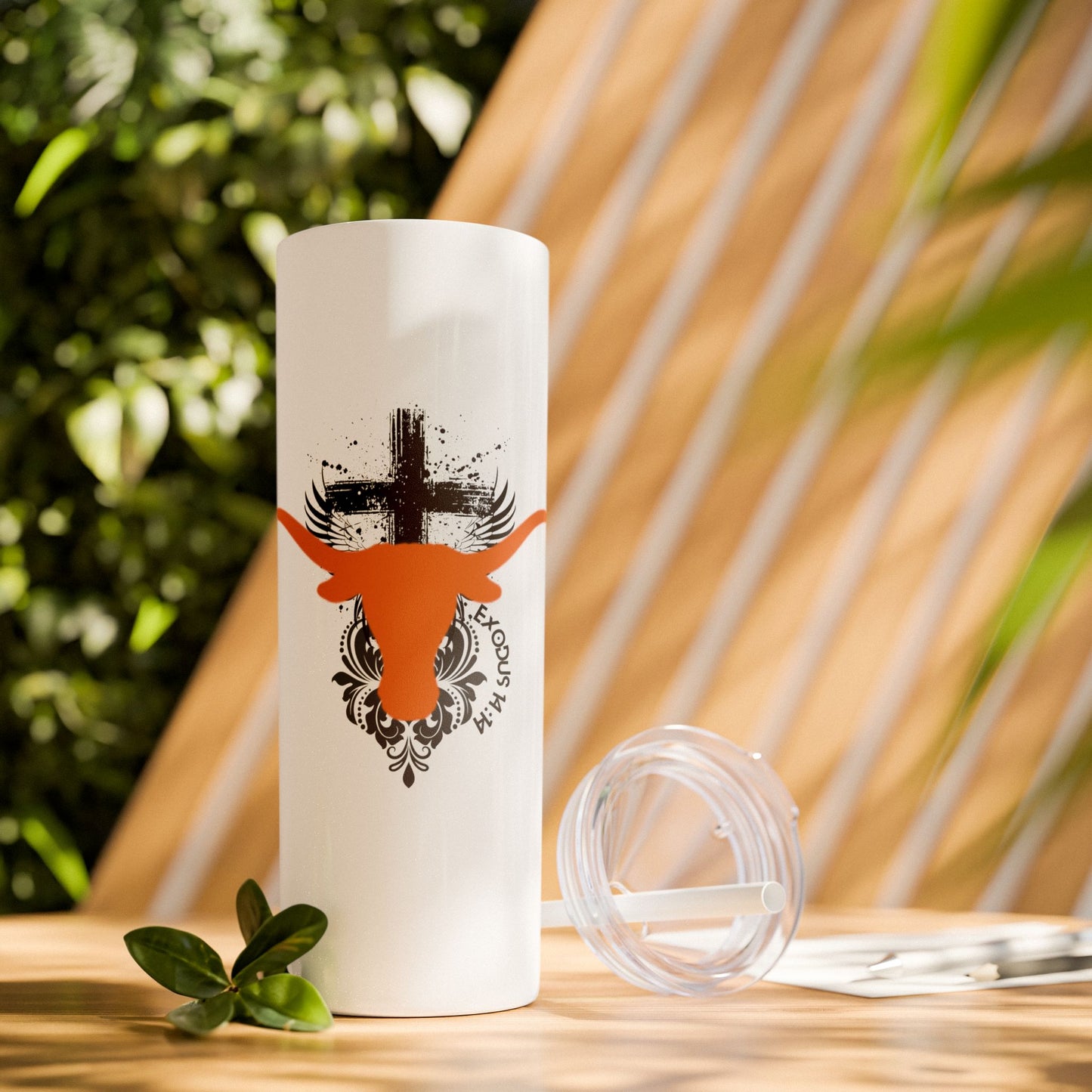 Faith inspired Texas State University at Austin Longhorn themed Skinny Tumbler| university Style Travel Mug | Personalized Gift for university students|