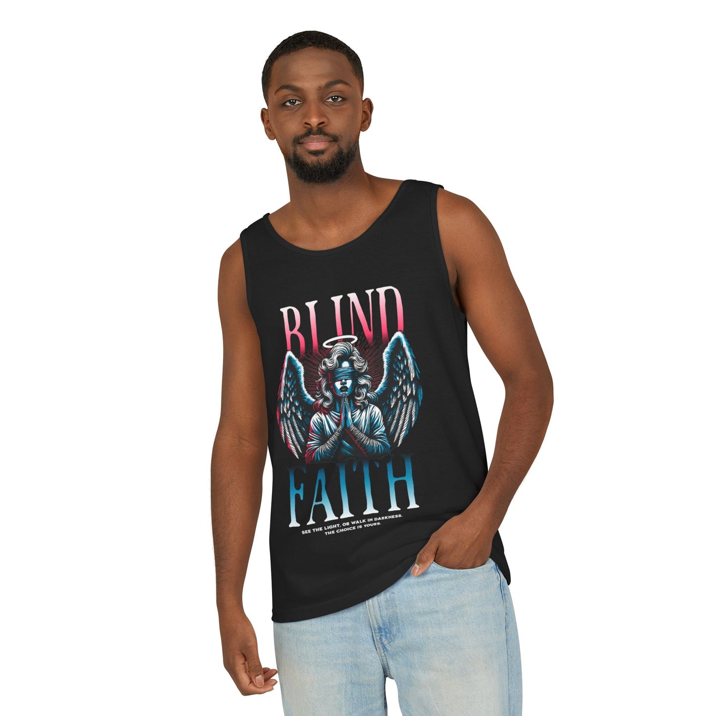 Stylish Unisex Graphic Tank Top - trendy Summer Attire, Casual Wear for everyday, Music Festivals, Gift Idea, Angel Theme