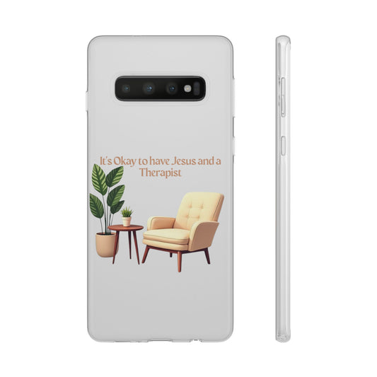 Mental health advocacy Phone Case, Motivational Flexi Case, Phone Cover, Inspirational Gift, Self-Care Accessory, Jesus & Therapist Design