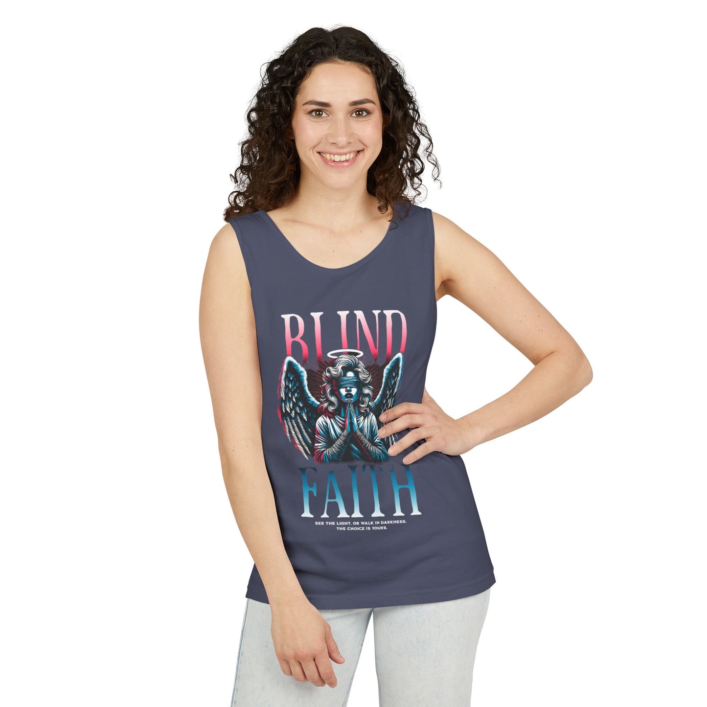 Stylish Unisex Graphic Tank Top - trendy Summer Attire, Casual Wear for everyday, Music Festivals, Gift Idea, Angel Theme