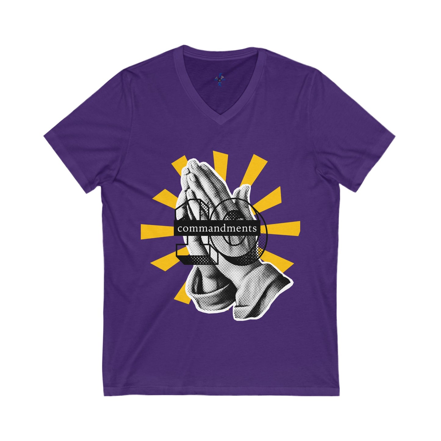Praying Hands Graphic Tee | Unisex V-Neck T-Shirt, Bible themed graphic tee, Religious Gift, Inspirational Apparel, Commandments Shirt