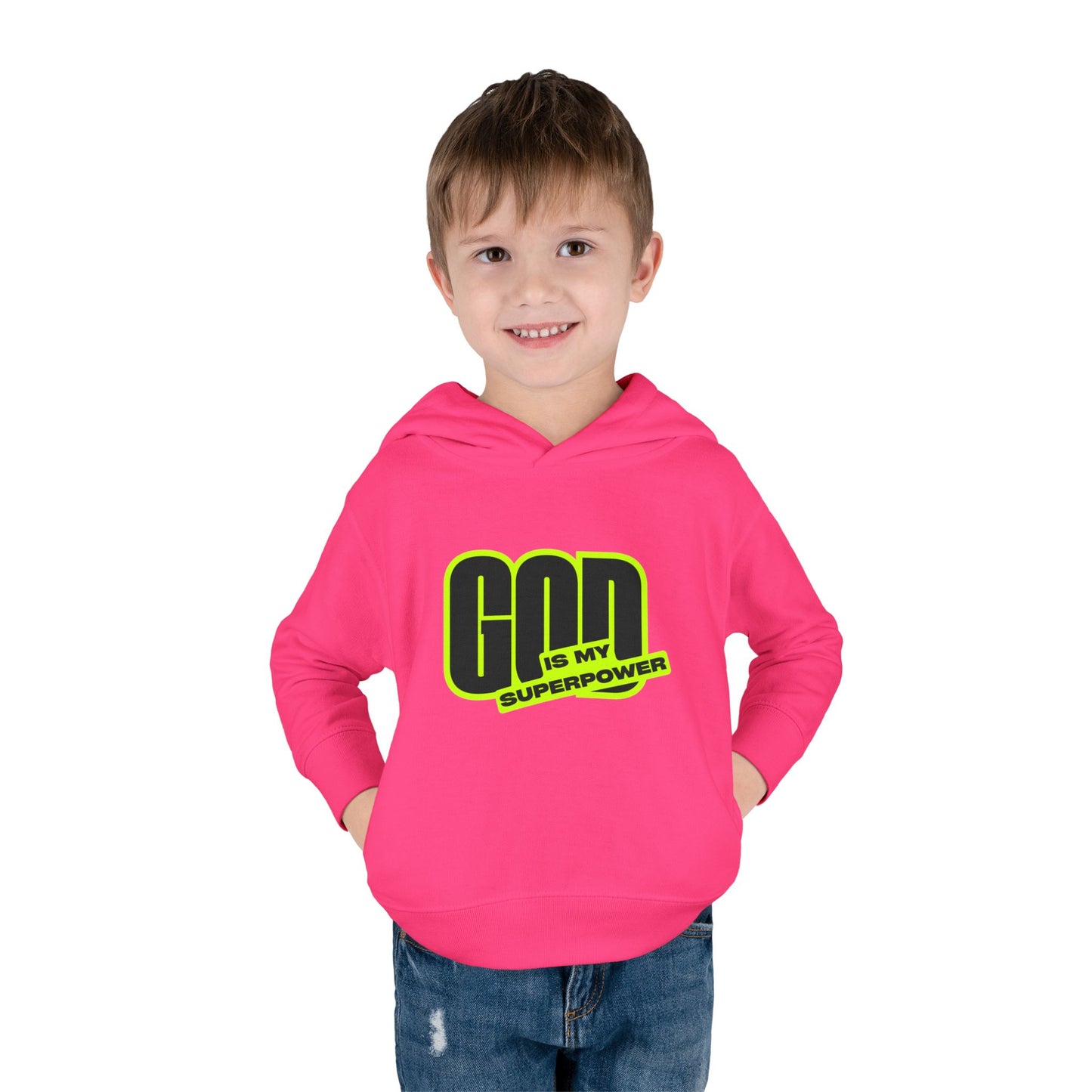 Toddler Fleece Hoodie with Fun Faith Design, trendy Kids Pullover, Cozy Religious Apparel for toddlers, casual Everyday winterWear, God is [...]