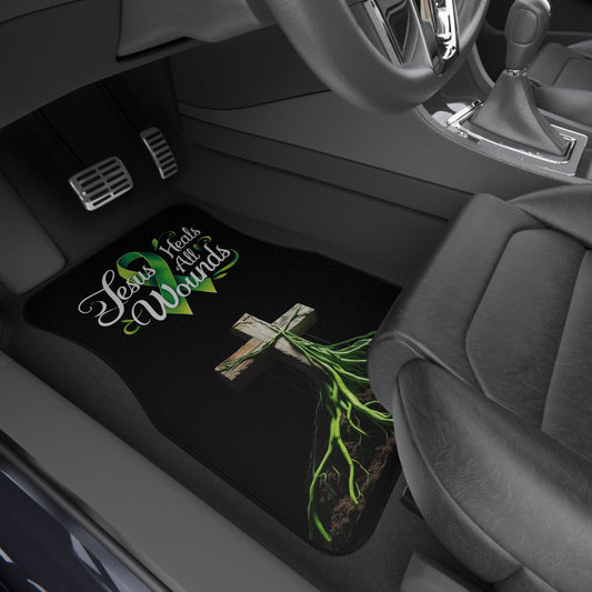 Mental health-Inspired Car Mats, Jesus Heals All Wounds Auto Accessories, Christian Gifts, Religious Car Decor, Inspirational spiritual Floor Mats