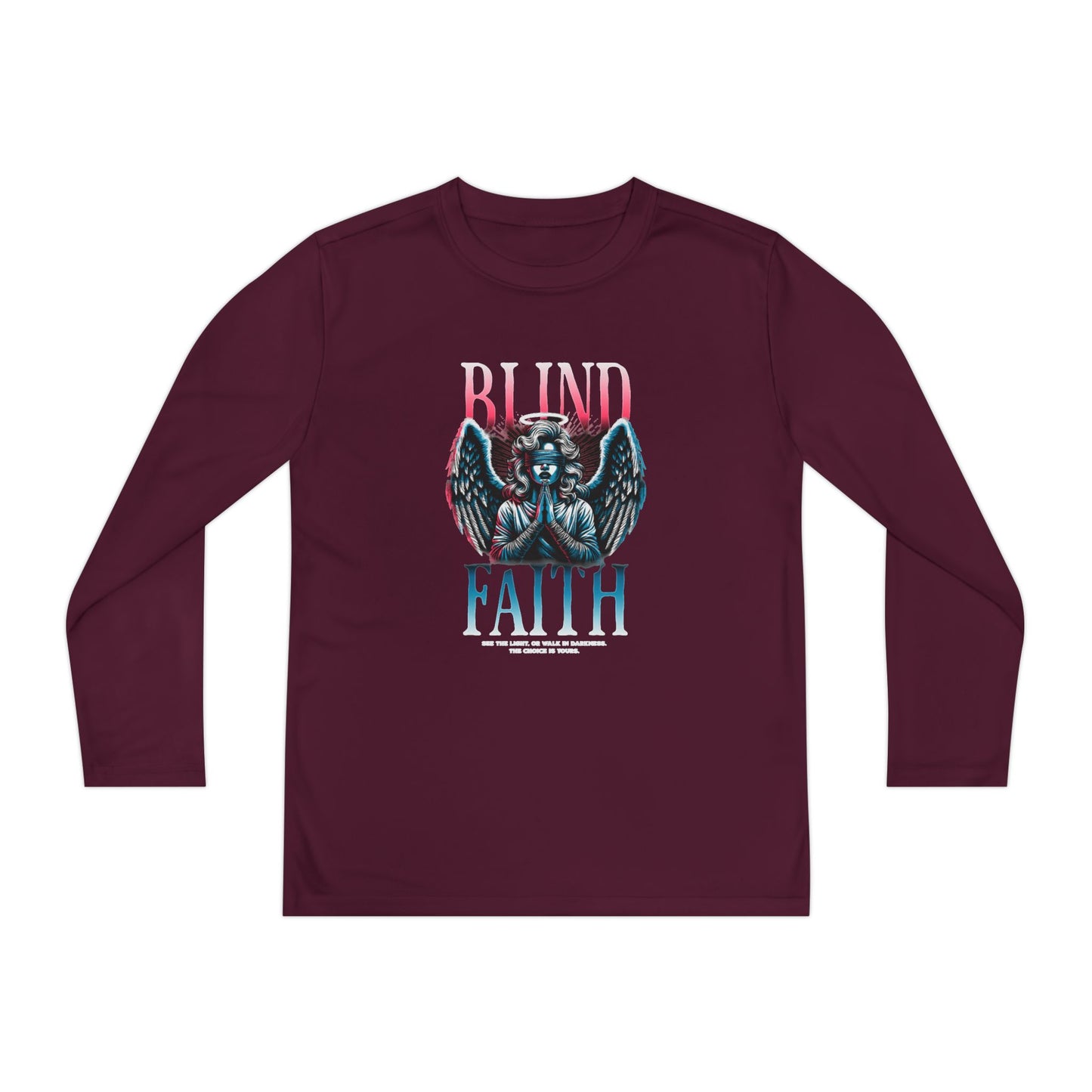 Youth Long Sleeve Tee - Blind Faith Graphic, Stylish Kids Shirt, Birthday Gift, Casual Wear, Trendy Youth Apparel, Unique Design Shirt