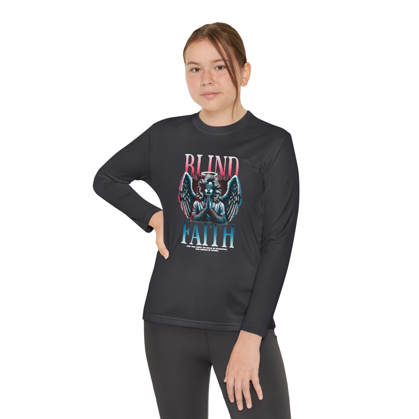 Youth Long Sleeve Tee - Blind Faith Graphic, Stylish Kids Shirt, Birthday Gift, Casual Wear, Trendy Youth Apparel, Unique Design Shirt