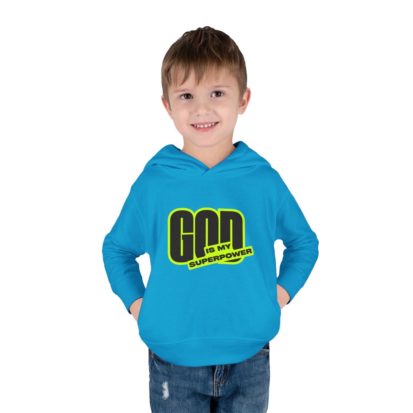 Toddler Fleece Hoodie with Fun Faith Design, trendy Kids Pullover, Cozy Religious Apparel for toddlers, casual Everyday winterWear, God is [...]