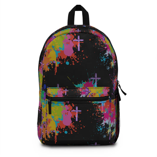 Vibrant Art Backpack | Jesus inspired Colorful Graffiti Style Back pack for Students, Travel, Festivals, Back to School, Unique Gift for christian teens