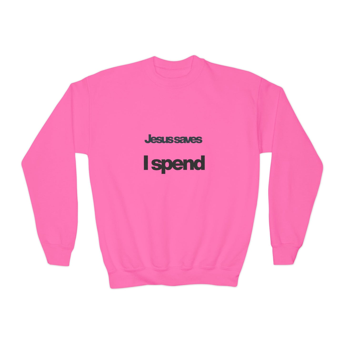 Jesus Saves Youth Crewneck Sweatshirt, spiritual streetwear, Sweatshirt, Youth trendy Apparel, Cozy Everyday Wear, Gifts for Teens