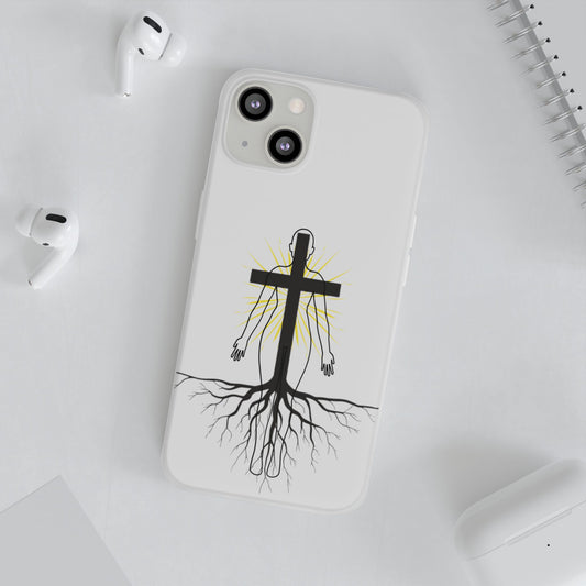 Spiritual healing Flexi Case, Motivational Phone Cover, Inspirational Gift idea, Cross Design Cell Phone Case, Unique Tech Accessory