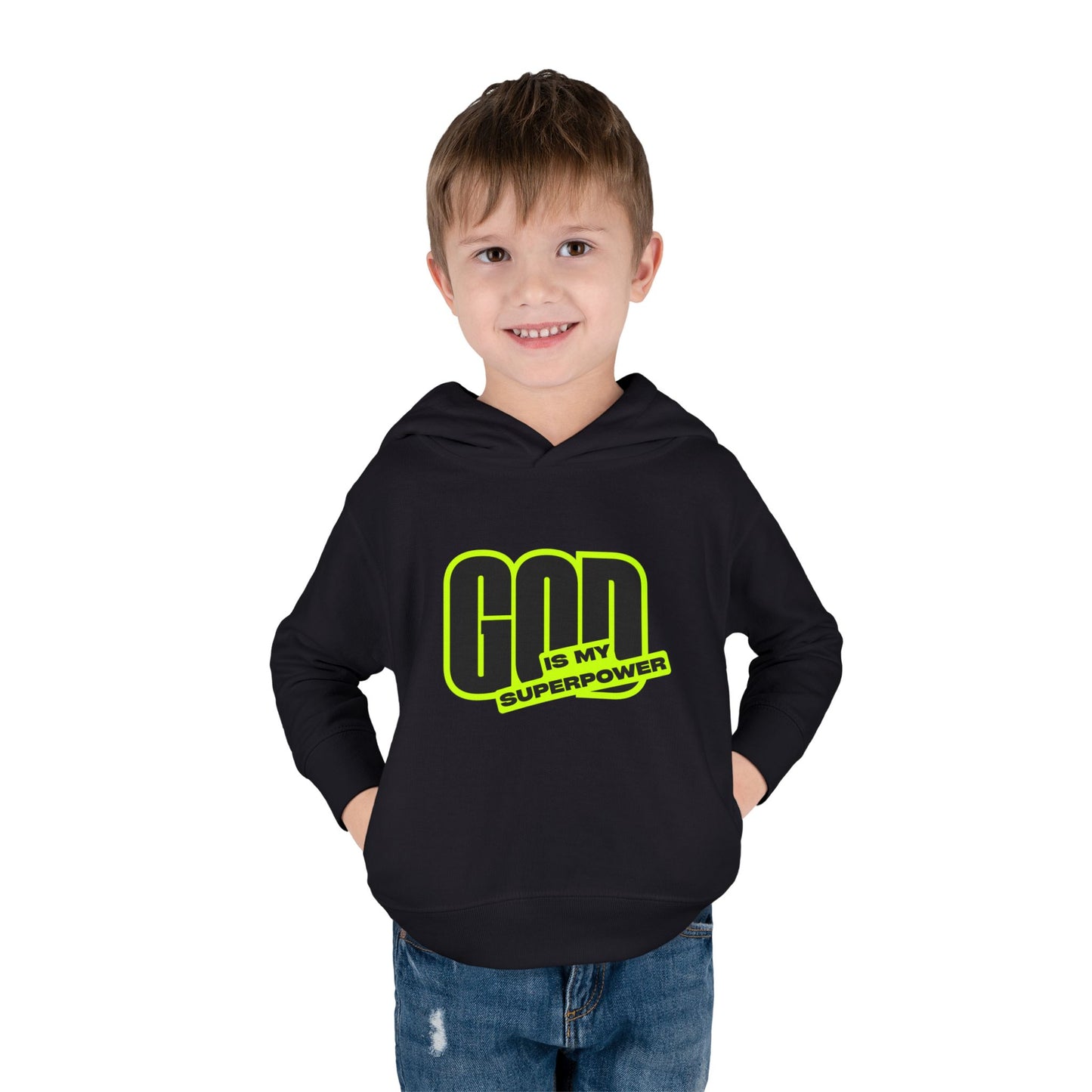 Toddler Fleece Hoodie with Fun Faith Design, trendy Kids Pullover, Cozy Religious Apparel for toddlers, casual Everyday winterWear, God is [...]